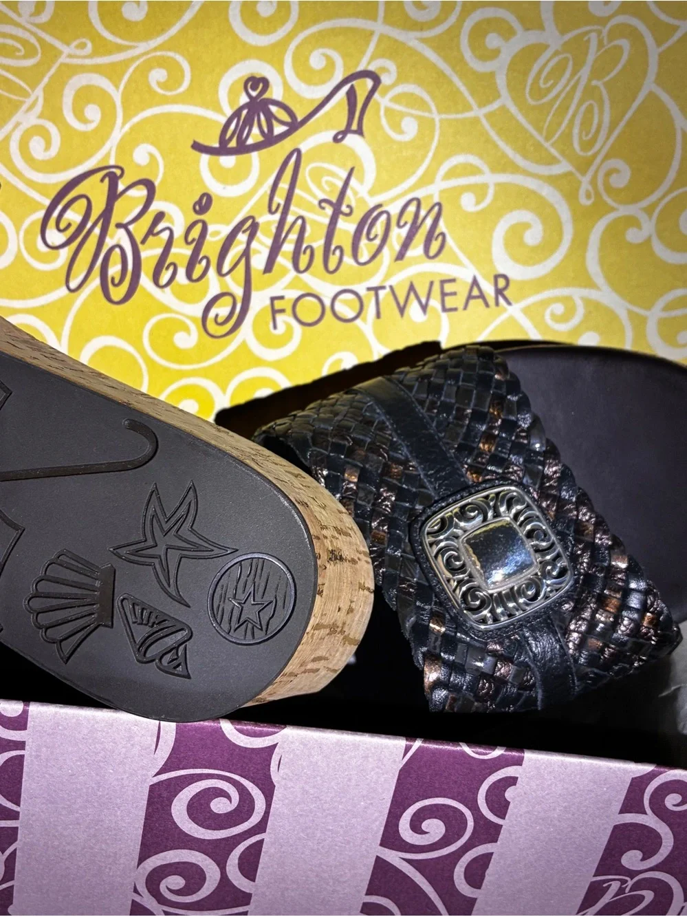 Brighton Women’s Braided Woven Slide Sandal with Decorative Buckle